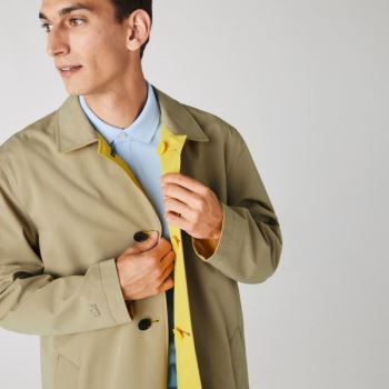 Lacoste Lightweight Water-Resistant Reversible Twill Coat - Kabáty Pánské Béžový / Žluté | CZ-LMS5vq